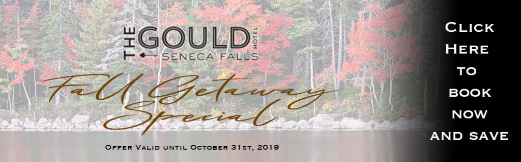 Fall Getaway Special banner ad for the Gould in Seneca Falls, New York